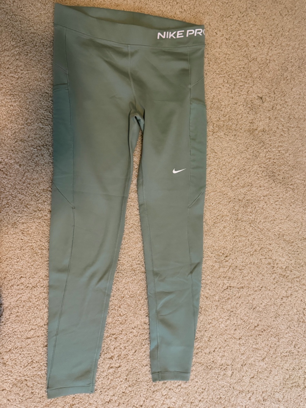 Nike Olive Green Leggings with White Swoosh